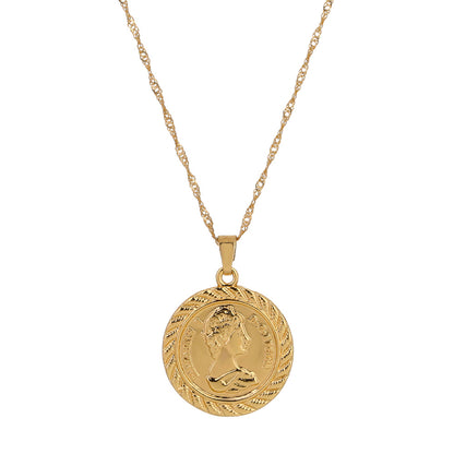 Round Coin Pendant Necklace Portrait Pendant Exquisite Necklace